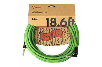 Кабель інструментальний FENDER 18.6' ANGLED FESTIVAL INSTRUMENT CABLE PURE HEMP GREEN