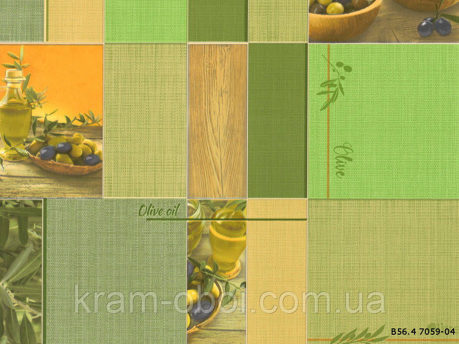 Шпалери Слов'янські Шпалери КФТБ прості паперові миються 10м*0,53 9В56 Олива 7059-04, фото 1