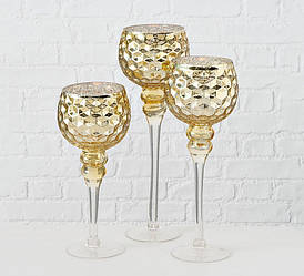 Набір скляних свічників золотий h30-40 см