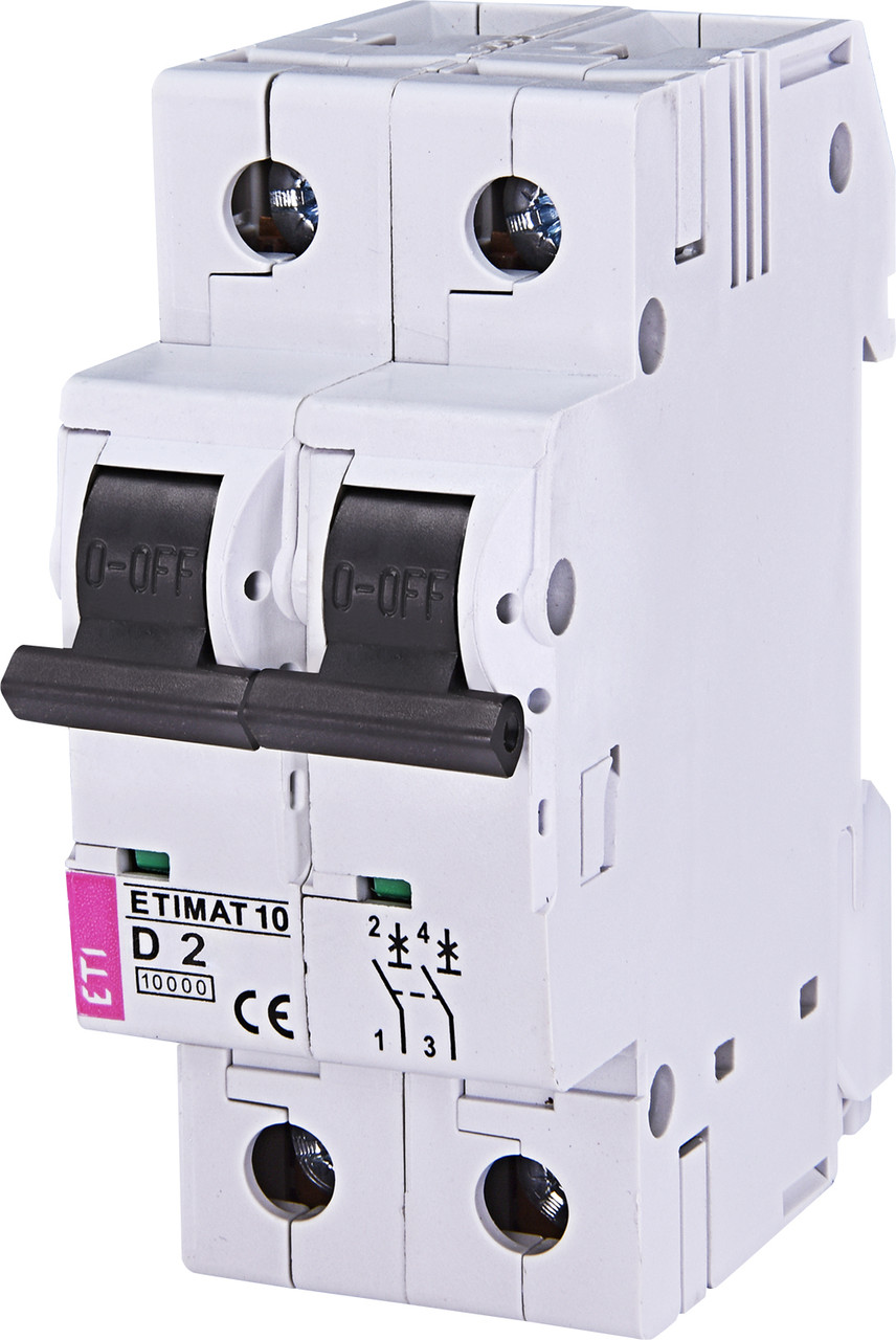 Авт. вимикач ETI ETIMAT 10 2p 2A D 10kA 2153708