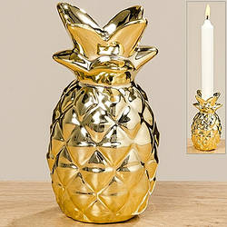 Підсвічник керамічний Ананас золотий h 10 см