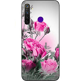 Силіконовий бампер з зображенням для Realme Q Рожеві троянди