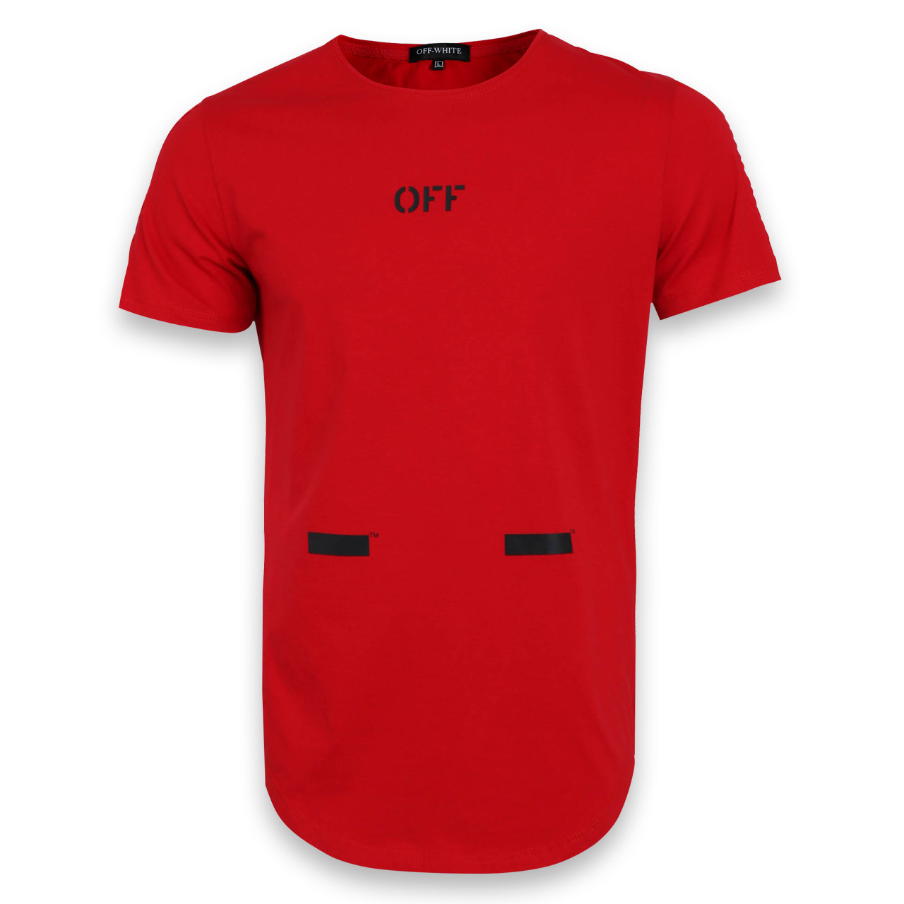 Футболка чоловіча червона з принтом OFF-WHITE No5, стрічка Ф-11 RED S (Р) 19-644-020-002 XXL, фото 1