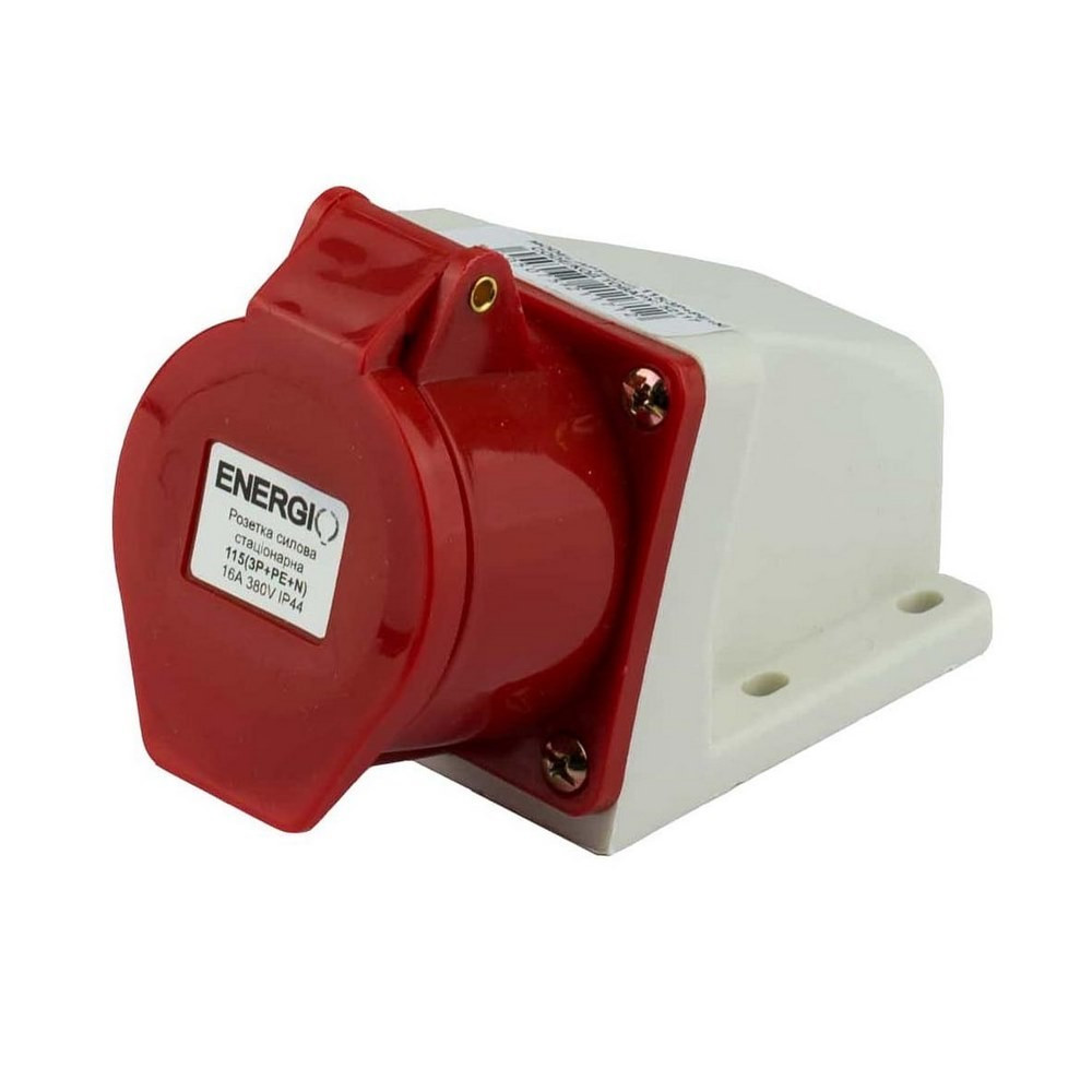 Розетка силова стаціонарна ENERGIO 115 (3P+PE+N) 16A 380V IP44, фото 1