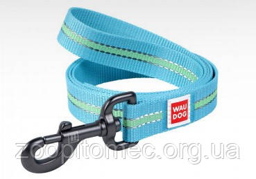 Повідець для собак Waudog Nylon ВауДог Нейлон світлонакопичуючий, блакитний 20 мм 122 см