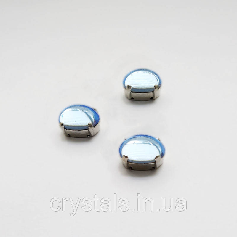 Кабошони в сапах Preciosa (Чехія) 14х10 мм Light Sapphire/платина, фото 1