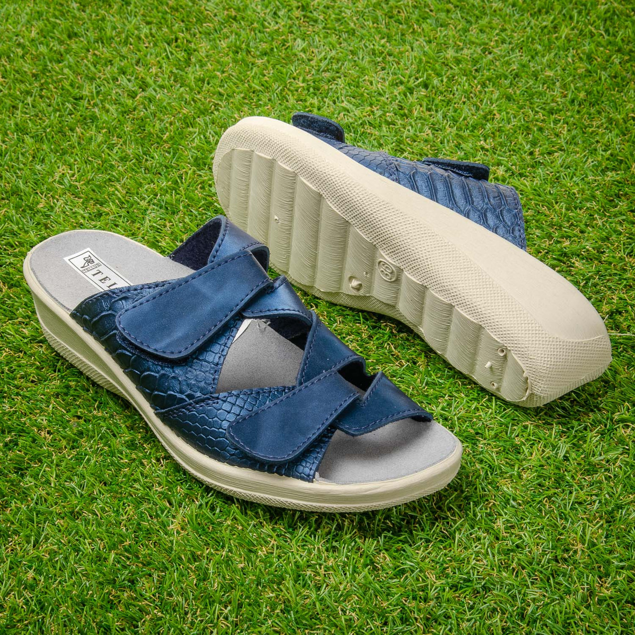 Жіночі відкриті капці Tellus 51-07/27DBL сині, фото 1