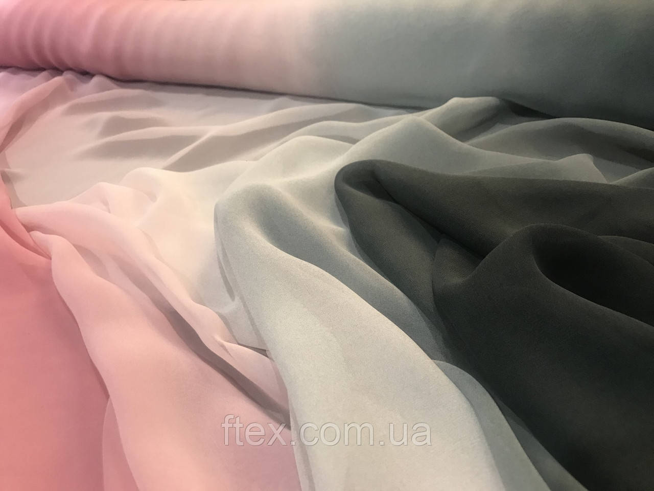 Шифон Градієнт із рожевого на сірий, фото 1