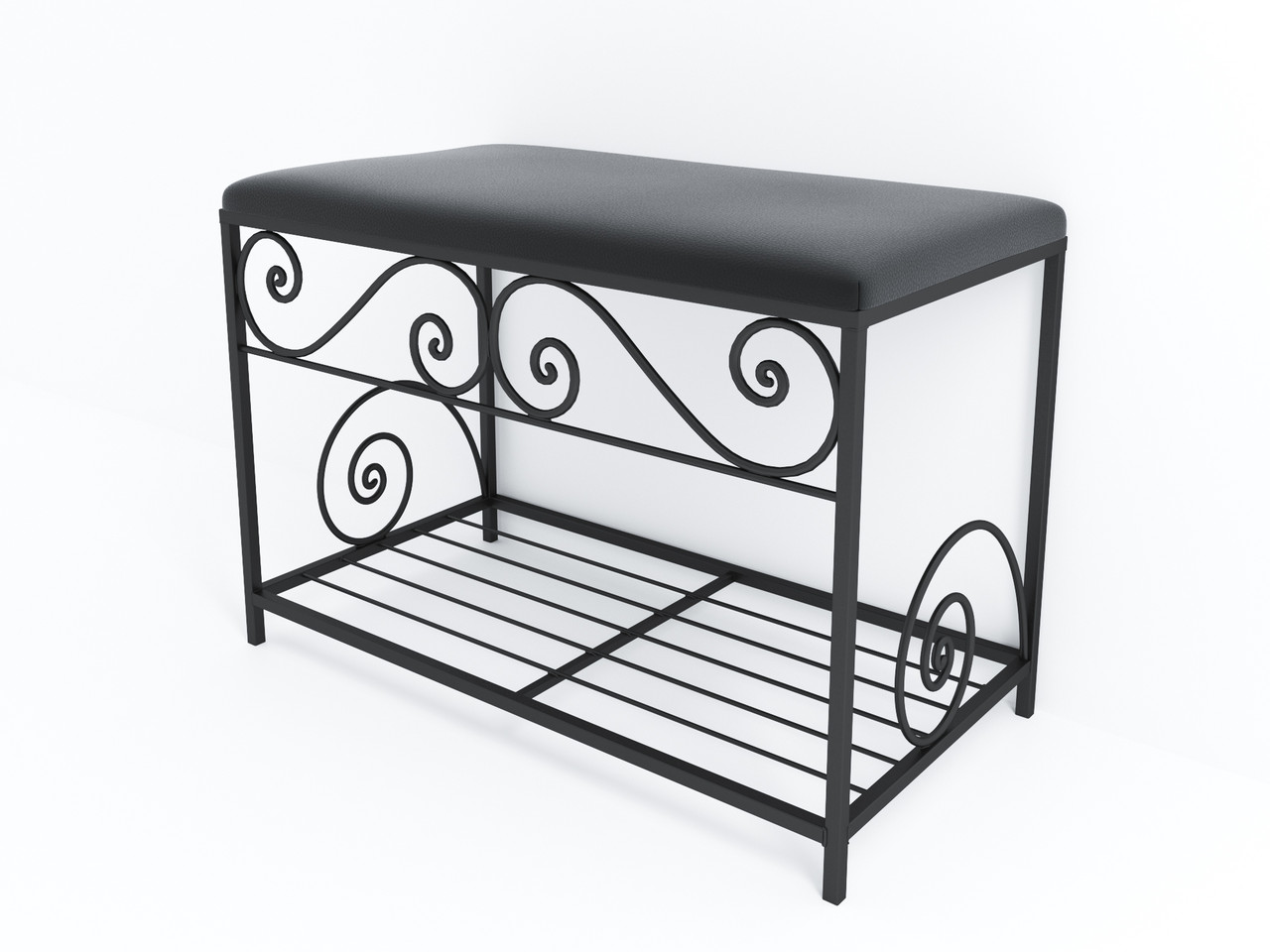Пуф банкетка металева з полицею для взуття в передпокій, коридор Честер 76,5 см Тенеро, фото 1