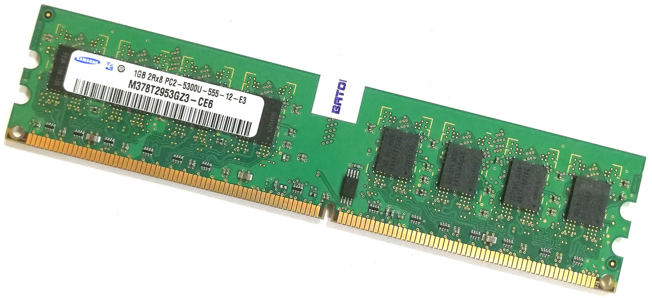 Оперативная память Samsung DDR2 1Gb 667MHz PC2 5300U 2R8 CL5 (M378T2953GZ3-CE6) Б/У