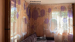 Фото Тюль с 3D Розами, кругами и виньетками 5