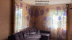Фото Тюль с 3D Розами, кругами и виньетками 6