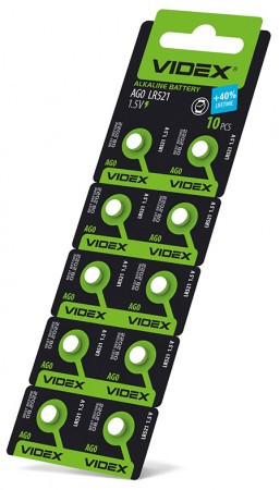 Батарейка часовая Videx AG 0 (LR521) blister card 10 pc 100 шт/уп