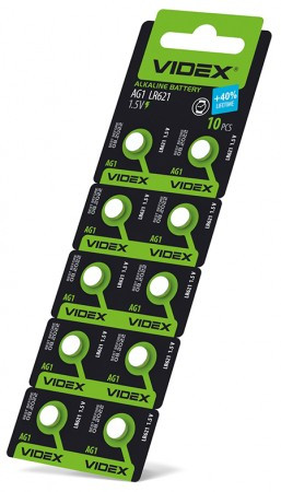 Батарейка часовая Videx AG 1 (LR621) blister card 10 pc 100 шт/уп