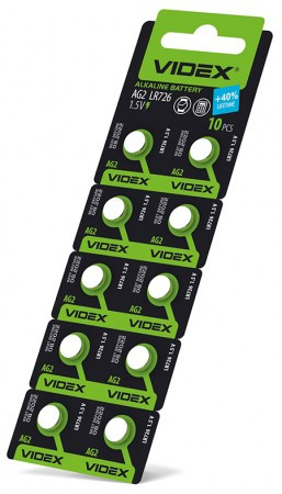 Батарейка годинникова Videx AG 2 (LR756) blister card 10 pc 100 шт/уп