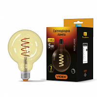 LED лампа VIDEX Filament G125FASD 5W E27 2200K 220V диммерная