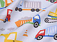 Сатин (бавовняна тканина) машинки та трактора на блакитному(0,65*160), фото 2