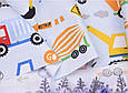 Сатин (бавовняна тканина) машинки та трактора на блакитному(0,65*160), фото 3