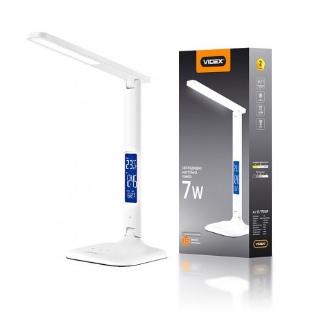 LED лампа настільна з дисплеєм 7W 3000-5500K 220V біла