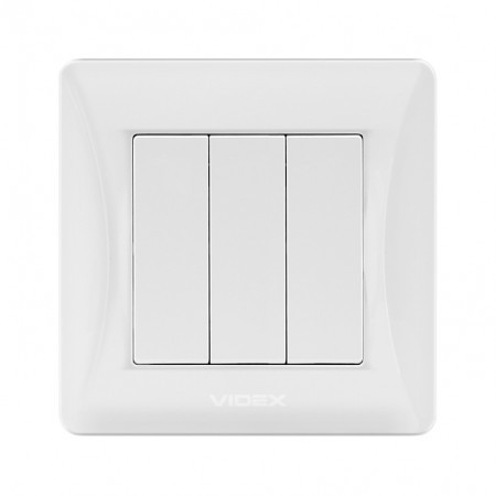 VIDEX BINERA Вимикач 3кл білий (VF-BNSW3-W) (20/120), фото 1