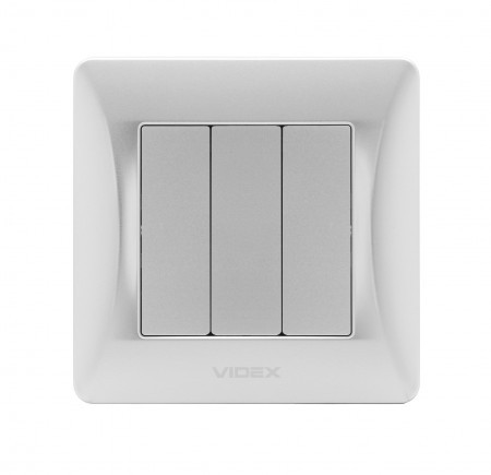 VIDEX BINERA Вимикач 3кл срібний шовк (VF-BNSW3-SS) (20/120), фото 1