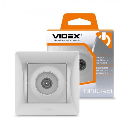 VIDEX BINERA Розетка TV одинарна телевізійна срібний шовк (VF-BNSK1TVME-SS) (20/120)