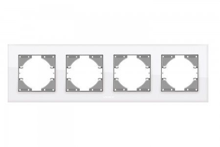 VIDEX BINERA Рамка біле скло 4 поста горизонтальна (VF-BNFRG4H-W) (12/72)