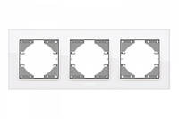 VIDEX BINERA Рамка белое стекло 3 поста горизонтальная (VF-BNFRG3H-W) (12/96)
