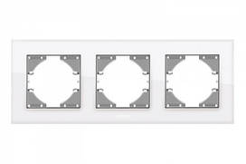 VIDEX BINERA Рамка біле скло 3 поста горизонтальна (VF-BNFRG3H-W) (12/96)