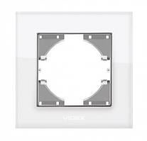 VIDEX BINERA Рамка біле скло одинарна горизонтальна (VF-BNFRG1H-W) (12/144)