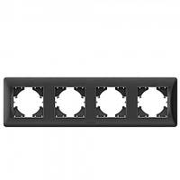 VIDEX BINERA Рамка чорний графіт 4 поста горизонтальна (VF-BNFR4H-BG) (12/72)