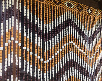 Штори Більша з дерев’яних намистин | 48 підвісок | 120×200 см | фіранки з дерева для дверного отвору | Україна