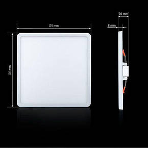LED світильник BIOM 18W точковий врізний (РУХЛИВІ КЛІПСИ) 5000К 175*20 під вріз від 50 до 165мм квадрат, фото 1