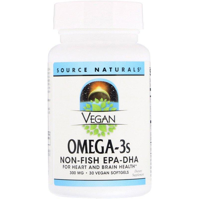 Омега 3 для вегетаріанців, Vegan Omega-3s EPA-DHA, Source Naturals, 300 мг, 30 м'яких таблеток