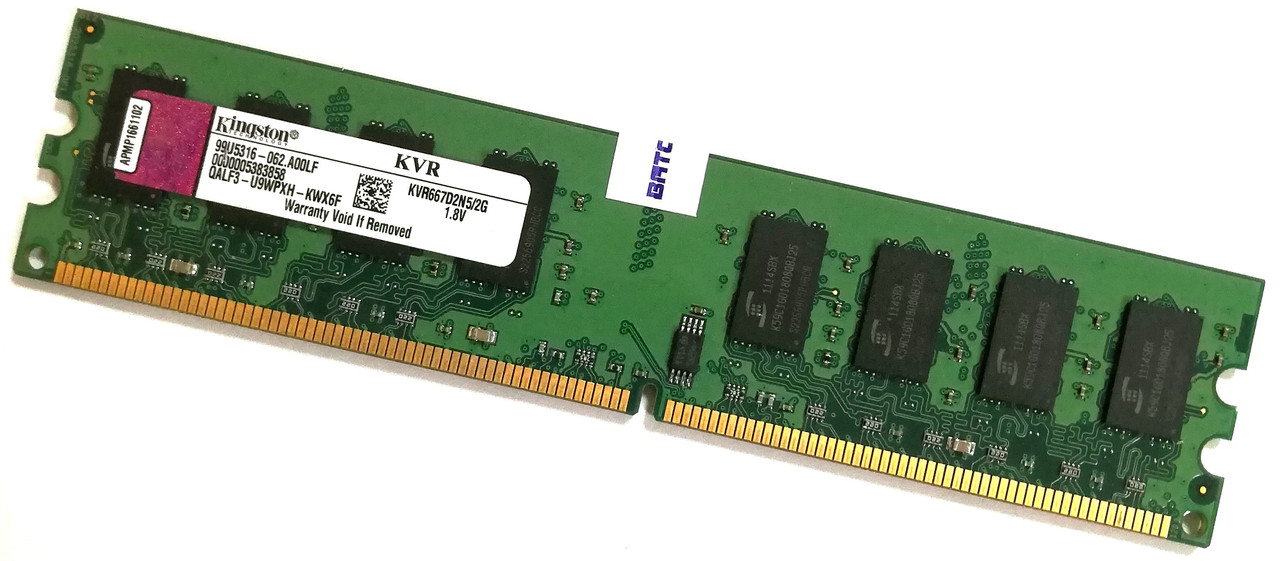 Оперативна пам'ять Kingston DDR2 2Gb 667MHz PC2 5300U 2R8 CL5 Б/У MIX