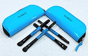 РОЗПРОДАЖ!!! Набір кистей для макіяжу ZOREYA 4 штуки в гаманці сині