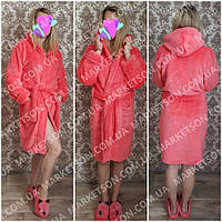 Халат махровий жіночий короткий з капюшоном р.42-50
