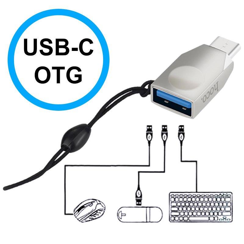 Адаптер перехідник Type-C на USB швидкісний USB 3.0 HOCO Type-C OTG (USB 3.0, 5Gbps). Silver