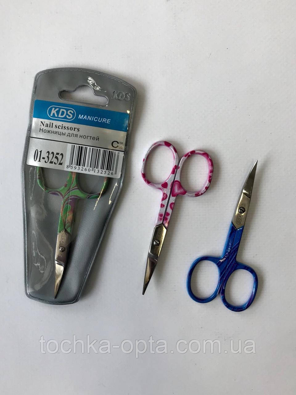 Ножиці KDS для нігтів загнуті кольорові 3252