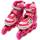 Ролики детские для девочки с защитой размер 29-33, металл, колёса ПУ (SD11013-P), фото 2