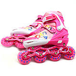 Ролики детские для девочки с защитой размер 29-33, металл, колёса ПУ (SD11013-P), фото 4