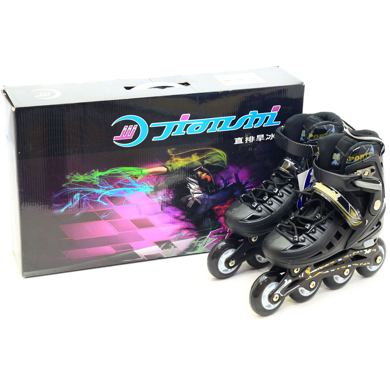Ролики дитячі Best roller Чорного кольору розмір 35-38 (6), колеса PU, d=6,5см (24911)