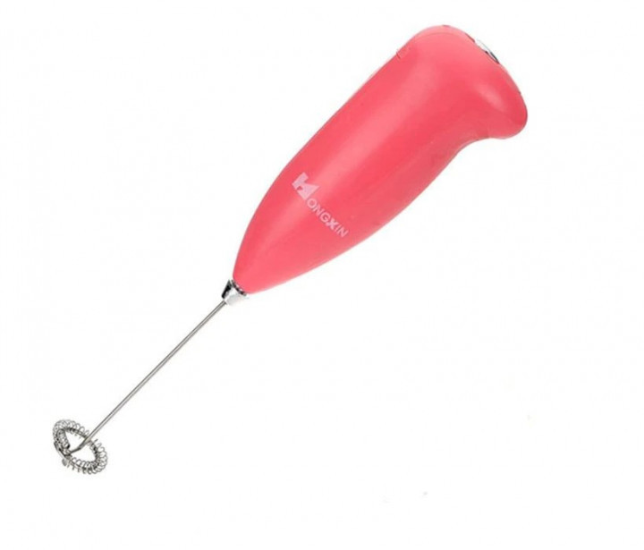 Капучинатор міксер для вершків і молока Milk Foamer Hongxin рожевий 178668