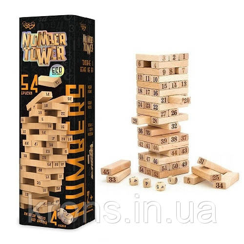 Настільна гра Дженга Вежа Jenga Number Tower Джанга NT-01U, 54 бруска, фото 1