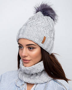 Жіночий вязаний комплект (шапка та хомут) на зиму оптом - Артикул 2371