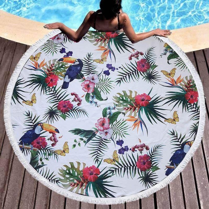 Круглий килимок на море Shamrock з тропічним принтом, фото 1