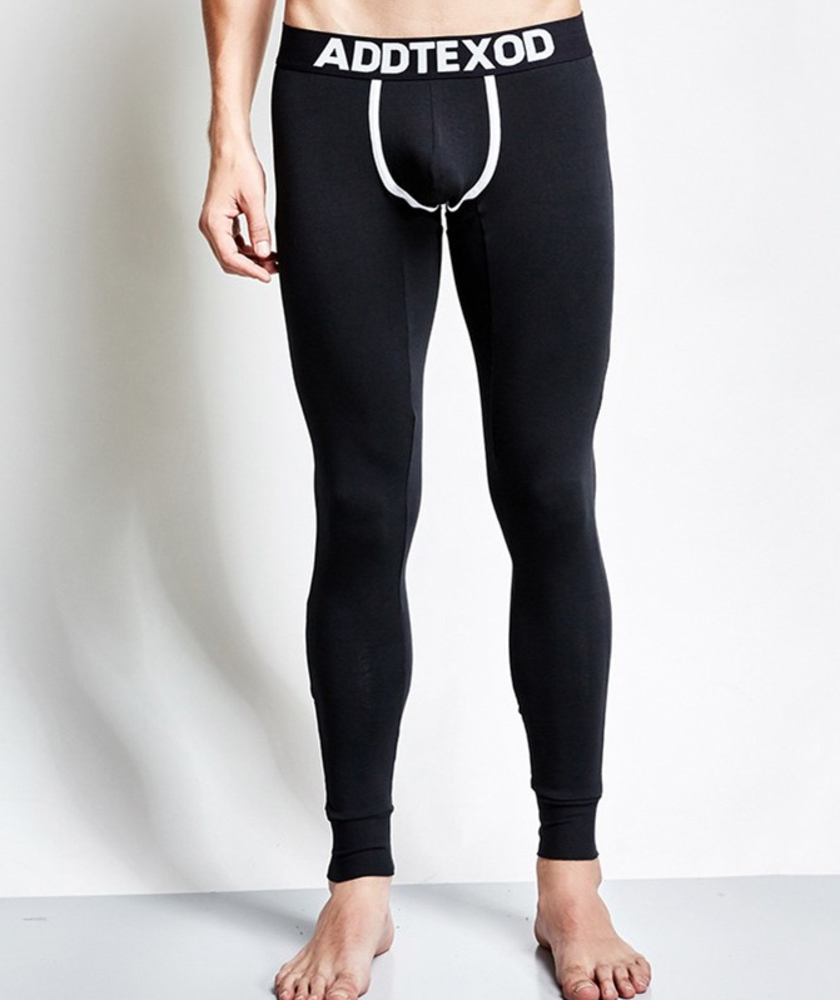 Стильна чоловіча термобілизна Addtexod чорні бавовняні підштанники, фото 1