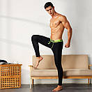 Чоловічі кальсони штани Seobean чорного кольору з салатовою резинкою, фото 2