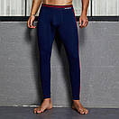 Чоловічі кальсони термобілизна Seobean темно-сині з червоними смужками, фото 3