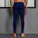 Чоловічі кальсони термобілизна Seobean темно-сині з червоними смужками, фото 5